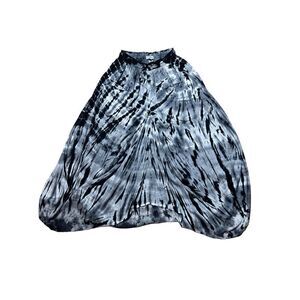 Vintage Lei Lotus Nepal Tie Dyed Asymmetrical Black & Gray Artsy Boho Skirt SM